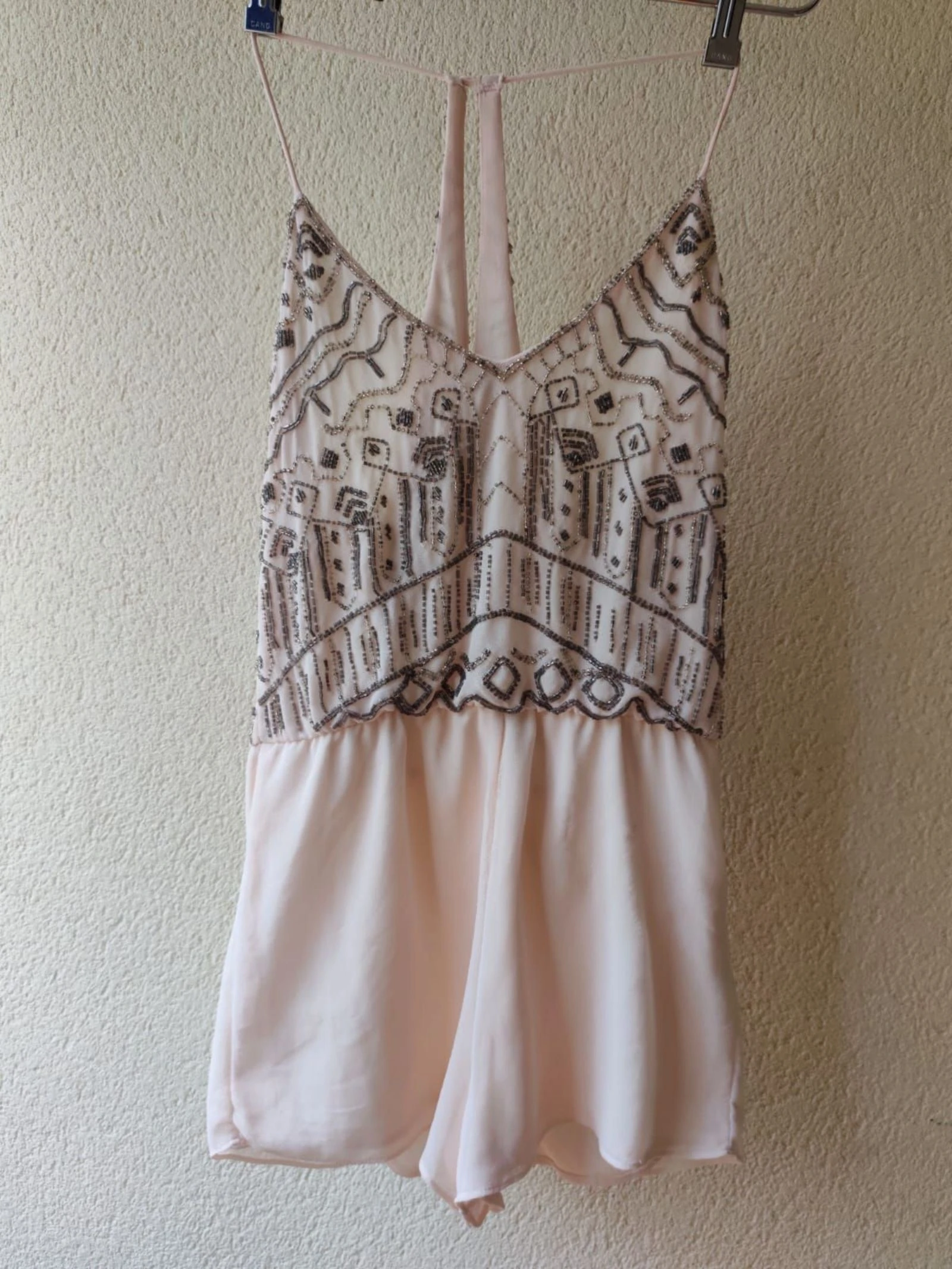 Mono corto Zara Trafaluc fiesta pedrería rosa palo S